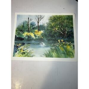 Sherm Pehrson Art Print on Paper, 1976, 12x15 Jumping Fish